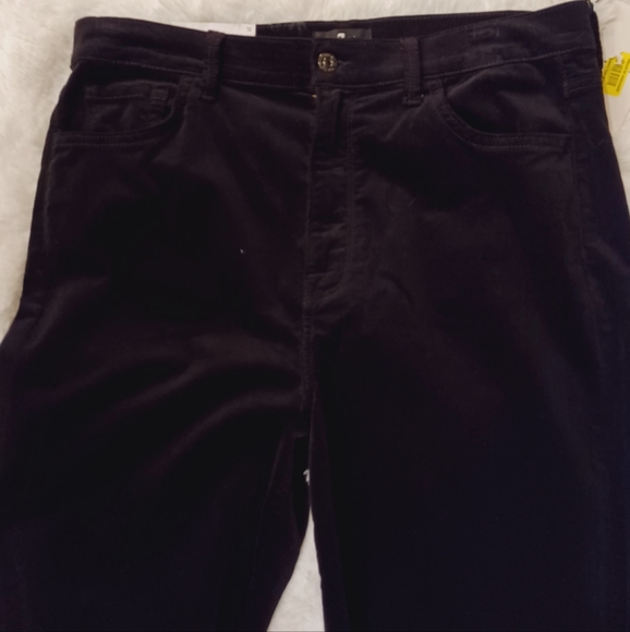 7 for all mankind high waist ankle skinny velvet stretch Jeans Black SZ 32 NWT - Picture 5 of 9